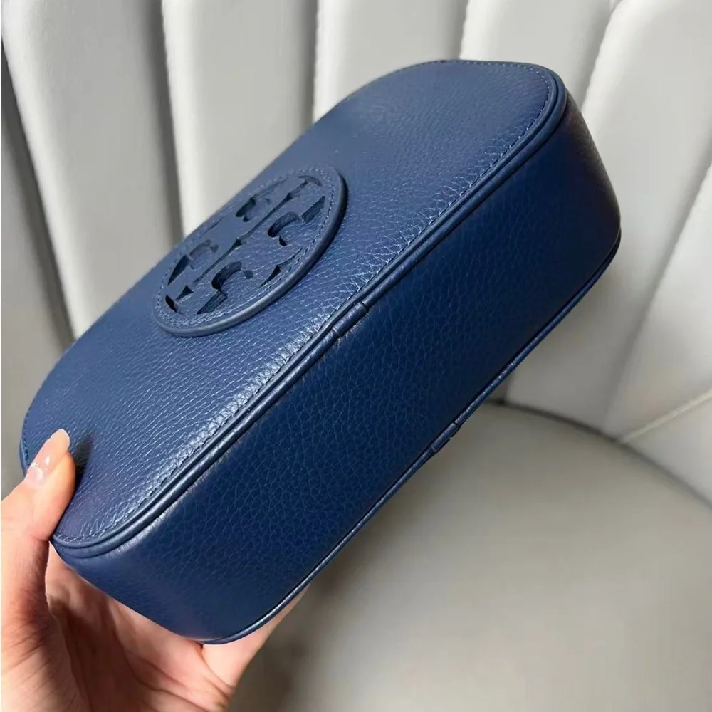 Tory Burch Deep Blue Crossbody Bag with Patterned Strap